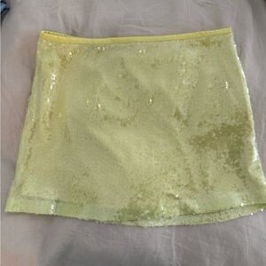 Zara Lime Green Sequin Mini Skirt